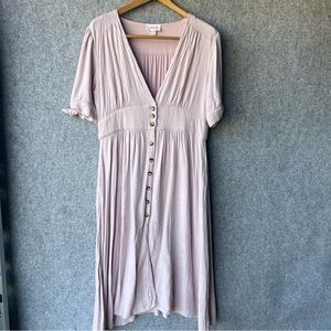 Elegant Pink Button-Down Dress